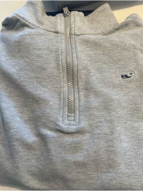 Vineyard Vines Kids Light Gray Half-Zip Sweatshirt with Whale Patch